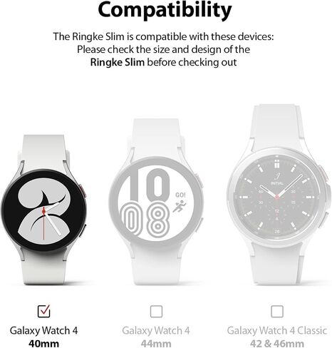 Ringke Slim Case [2 Pack] Compatible with Samsung Galaxy Watch 4 40mm, Watch4 Bezel [Frame Only] Premium PC Hard Thin Cover - Clear & Black in Saudi Arabia