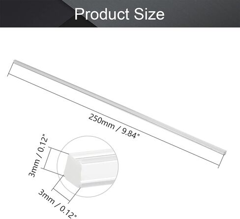 Fielect Acrylic Square Rod, 3mmx250mm, Transparent Clear Plastic Square Rod, Solid PMMA Bar 4pcs in Saudi Arabia