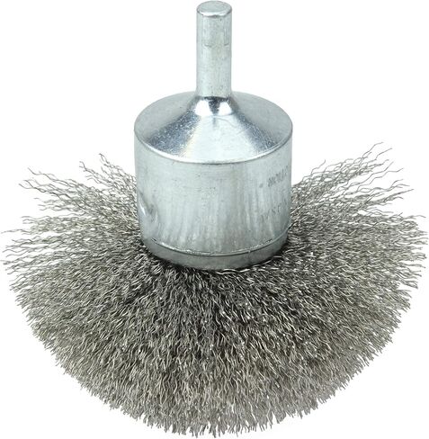Weiler 10050 3" Circular Flared Crimped Wire End Brush, .008" Stainless Steel Fill, Made in the USA in Saudi Arabia