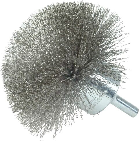 Weiler 10050 3" Circular Flared Crimped Wire End Brush, .008" Stainless Steel Fill, Made in the USA in Saudi Arabia