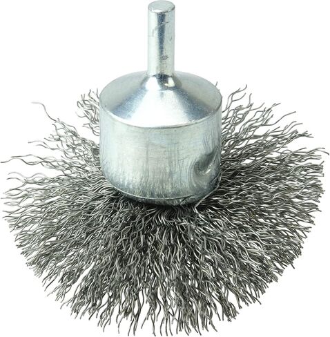Weiler 10050 3" Circular Flared Crimped Wire End Brush, .008" Stainless Steel Fill, Made in the USA in Saudi Arabia