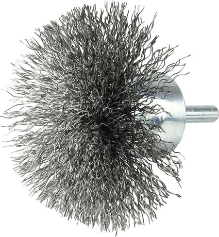 Weiler 10050 3" Circular Flared Crimped Wire End Brush, .008" Stainless Steel Fill, Made in the USA in Saudi Arabia