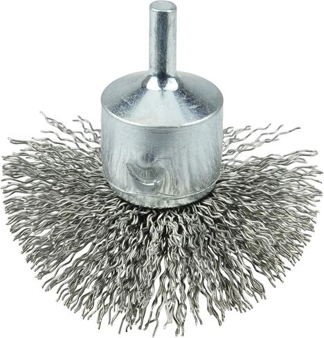 Weiler 10050 3" Circular Flared Crimped Wire End Brush, .008" Stainless Steel Fill, Made in the USA in Saudi Arabia