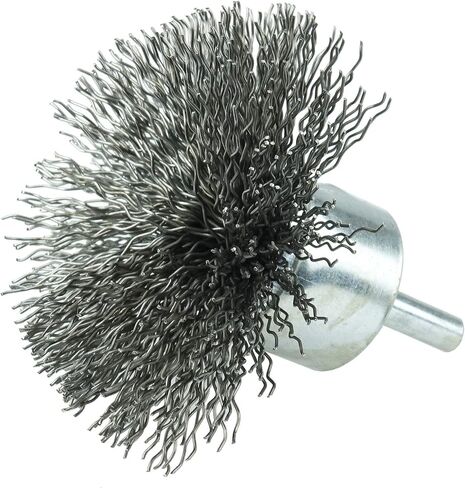 Weiler 10050 3" Circular Flared Crimped Wire End Brush, .008" Stainless Steel Fill, Made in the USA in Saudi Arabia