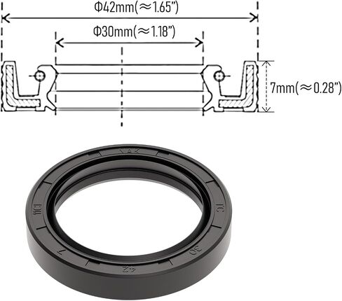 Oil Seal O Ring 36mm OD 25mm ID 7mm Width, TC Nitrile Rubber Cover Double Lip with Spring for Bearing Shaft Resist Oil and Heat, Black in Saudi Arabia