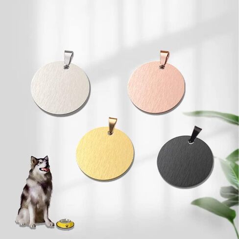 علامات الكلب الفارغة المصنوعة من الألومنيوم، علامات تعريف الكلب القط المحفورة يدويًا، علامات اسم هوية الحيوانات الأليفة الشخصية، علامة الكلب الفارغة DIY نحت، قطر 3 سم مزيج الألوان 12 قطعة in Kuwait