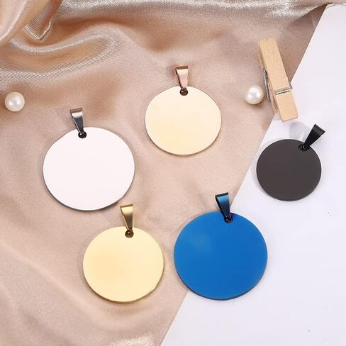 علامات الكلب الفارغة المصنوعة من الألومنيوم، علامات تعريف الكلب القط المحفورة يدويًا، علامات اسم هوية الحيوانات الأليفة الشخصية، علامة الكلب الفارغة DIY نحت، قطر 3 سم مزيج الألوان 12 قطعة in Kuwait