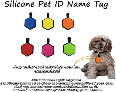 6 Pack Newest Hexagon Silent Pet Tags Modifiable Dog Tag,Multiple Emergency Contact,Lightweight, No Jinging, Collar Accessories,Cat ID Tag in Saudi Arabia