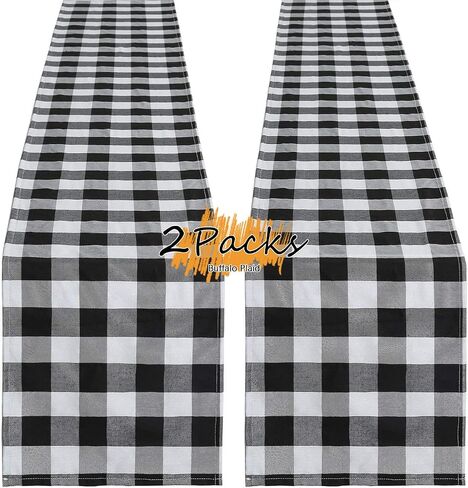 B-COOL Buffalo Plaid Table Runner Black Red Checked Table Runner 2 Packs 13x108 Inch Christmas Holiday Plaid Table Runners Xmas Table Decorations in Kuwait