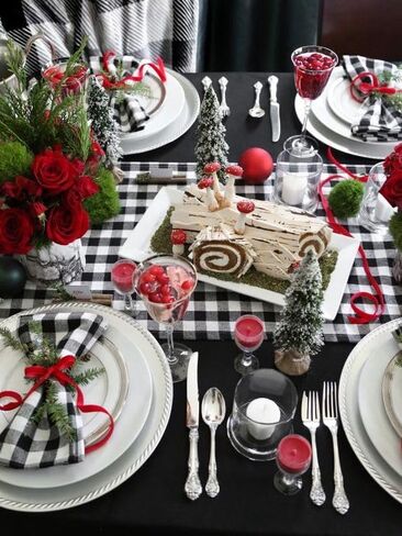 B-COOL Buffalo Plaid Table Runner Black Red Checked Table Runner 2 Packs 13x108 Inch Christmas Holiday Plaid Table Runners Xmas Table Decorations in Kuwait