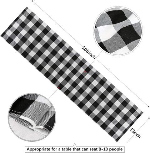 B-COOL Buffalo Plaid Table Runner Black Red Checked Table Runner 2 Packs 13x108 Inch Christmas Holiday Plaid Table Runners Xmas Table Decorations in Kuwait