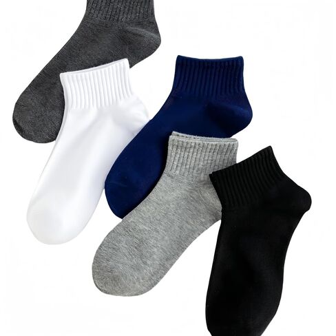 Mens 5 Pack Ankle Socks Athletic Breathable, Causal Ankle Socks, Short Dress Socks, 85% Cotton/88% Modal in Saudi Arabia