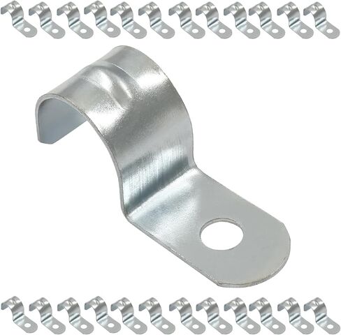 25 Pcs One Hole Pipe Straps, 18mm/0.7 Inch Metal Pipe Strap Zinc Plated Steel Clamp with 1 Hole for Pipe Fixing on Various Surfaces in Saudi Arabia