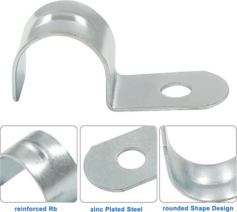 25 Pcs One Hole Pipe Straps, 18mm/0.7 Inch Metal Pipe Strap Zinc Plated Steel Clamp with 1 Hole for Pipe Fixing on Various Surfaces in Saudi Arabia