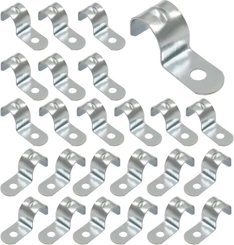 25 Pcs One Hole Pipe Straps, 18mm/0.7 Inch Metal Pipe Strap Zinc Plated Steel Clamp with 1 Hole for Pipe Fixing on Various Surfaces in Saudi Arabia
