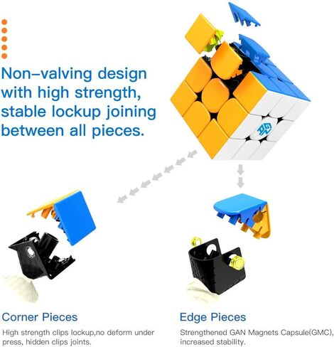 مكعب السرعة المغناطيسي GAN 354 M v2 3x3 بدون ملصقات Gans المكعب السحري GAN354 M ver.2020 لعبة ألغاز للأطفال والأيدي الصغيرة in Kuwait