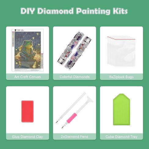MOBDEA الضفدع الماس مجموعات الرسم الفني للبالغين المبتدئين، DIY 5D الحيوان الماس الفن الطلاء مع الماس جولة الضفدع الحفر الكامل جوهرة الفن اللوحة عدة لهدايا ديكور جدار المنزل 30 × 40 سم in Kuwait