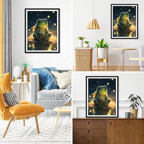 MOBDEA الضفدع الماس مجموعات الرسم الفني للبالغين المبتدئين، DIY 5D الحيوان الماس الفن الطلاء مع الماس جولة الضفدع الحفر الكامل جوهرة الفن اللوحة عدة لهدايا ديكور جدار المنزل 30 × 40 سم in Kuwait