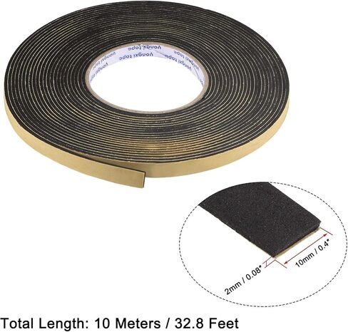 uxcell Sealing Foam Tape 10mm Wide 2mm Thick 10m/32.8ft Long, EVA Self Adhesive Weather Strip for Window Door Insulation in Saudi Arabia