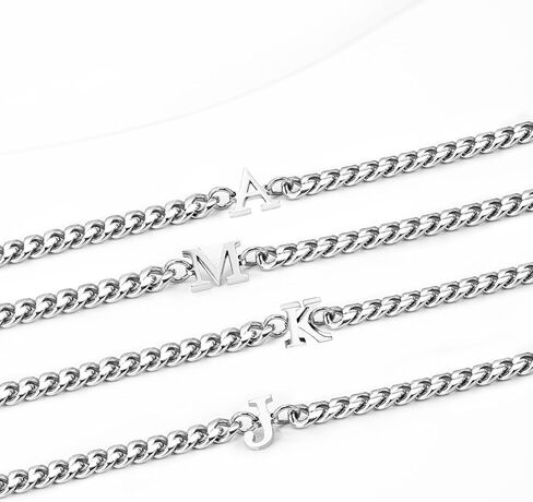 سوار فضي أولي للرجال والنساء، 2024 هدايا تخرج له يوم والدها حرف A-Z سوار ساحر سلسلة ربط كوبية أساور مطابقة هدايا عيد ميلاد للرجال والأب والنساء in Kuwait