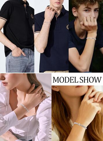 سوار فضي أولي للرجال والنساء، 2024 هدايا تخرج له يوم والدها حرف A-Z سوار ساحر سلسلة ربط كوبية أساور مطابقة هدايا عيد ميلاد للرجال والأب والنساء in Kuwait