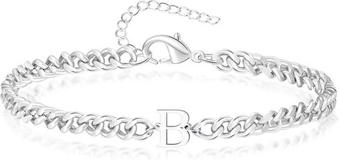 سوار فضي أولي للرجال والنساء، 2024 هدايا تخرج له يوم والدها حرف A-Z سوار ساحر سلسلة ربط كوبية أساور مطابقة هدايا عيد ميلاد للرجال والأب والنساء in Kuwait