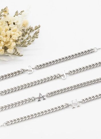 سوار فضي أولي للرجال والنساء، 2024 هدايا تخرج له يوم والدها حرف A-Z سوار ساحر سلسلة ربط كوبية أساور مطابقة هدايا عيد ميلاد للرجال والأب والنساء in Kuwait