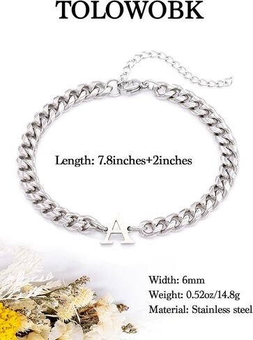 سوار فضي أولي للرجال والنساء، 2024 هدايا تخرج له يوم والدها حرف A-Z سوار ساحر سلسلة ربط كوبية أساور مطابقة هدايا عيد ميلاد للرجال والأب والنساء in Kuwait