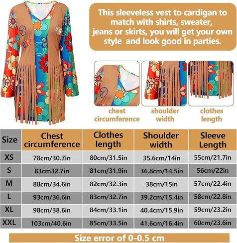 18 Pcs 60s 70s Women Hippie Costume Set Peace Sign Earring Necklace Headband Dress Ankle Socks Sunglass Hippie Tattoo Pins in Saudi Arabia