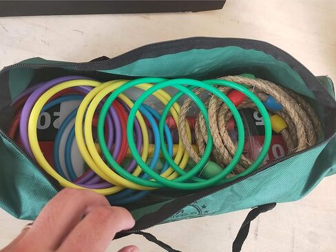 لعبة رمي الحلقات للاستخدام الخارجي - 25 حبلًا، 5 أوتاد، 1 حقيبة حمل - ساحة، ألعاب خارجية للبالغين والعائلة - حلقات رمي ​​الحلقات، الفناء الخلفي، الحصان، المرح، الحديقة، الخارج، داخلي، ألعاب رمي الحلقات للبالغين in Kuwait