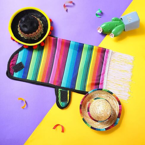 4 Pcs Dog Sombrero Hat Pet Serape Poncho Costume Funny Dog Clothes Dog Sombrero Hat Adjustable Pet Serape Poncho Multicolor Dog Poncho Cinco De Mayo Dog Outfit for Mexican Party Decorations (S Size) in Saudi Arabia