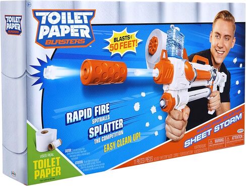 TP Blaster Toilet Paper Blasters Sheet Storm, Toy Blaster Shoots Rapid Fire TP Spitballsup to 50' –Uses Real Toilet Paper! Super Fun Gift for Kids, Teens, College Students, Adults –Outdoors & Indoors in Kuwait