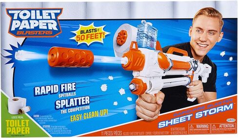 TP Blaster Toilet Paper Blasters Sheet Storm, Toy Blaster Shoots Rapid Fire TP Spitballsup to 50' –Uses Real Toilet Paper! Super Fun Gift for Kids, Teens, College Students, Adults –Outdoors & Indoors in Kuwait