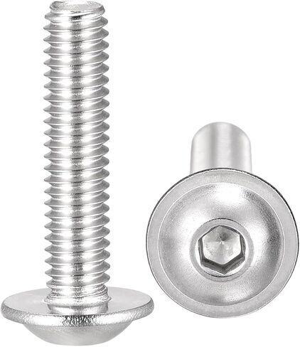 uxcell Flanged Button Head Socket Cap Screws, M4*18mm Hex Socket Drive Screw, 304 Stainless Steel Fasteners Bolts, Fully Threaded Machine Screw 50Pcs in Saudi Arabia