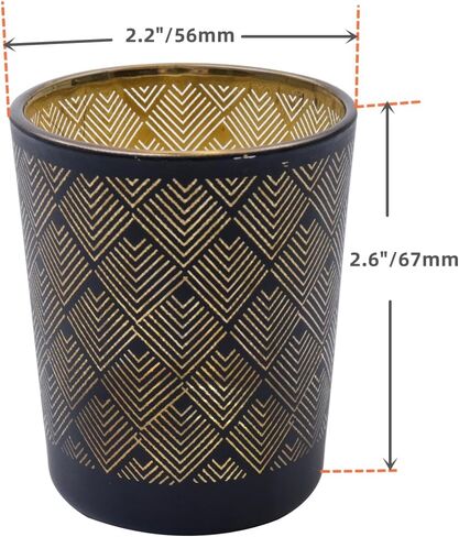 12 قطعة من حاملات الشموع الزجاجية ذات نمط الماس المموج باللون الذهبي الأسود لديكور المنزل، وحاملات شموع Tealight لقطع الطاولة المركزية، وحفلات الزفاف والحفلات in Kuwait