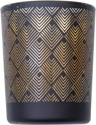 12 قطعة من حاملات الشموع الزجاجية ذات نمط الماس المموج باللون الذهبي الأسود لديكور المنزل، وحاملات شموع Tealight لقطع الطاولة المركزية، وحفلات الزفاف والحفلات in Kuwait