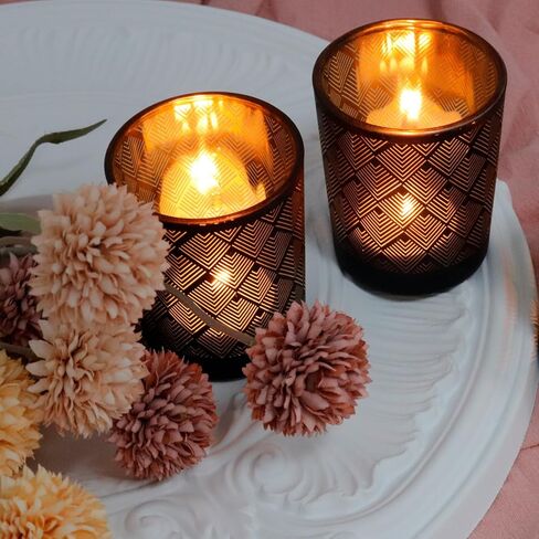 12 قطعة من حاملات الشموع الزجاجية ذات نمط الماس المموج باللون الذهبي الأسود لديكور المنزل، وحاملات شموع Tealight لقطع الطاولة المركزية، وحفلات الزفاف والحفلات in Kuwait