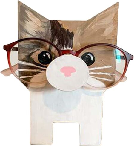 Fun Animal Eyeglass Holder Stand, Cute Cat Shaped Sunglasses Display Stand, Pet Glasses Stand Holder, Nightstand Glasses Holder for Home Office Decoration Men Women Adults Gifts in Saudi Arabia