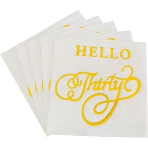 40pcs Hello Thirty 30th Birthday Napkins,30th Birthday Party Decorations Favors Disposable Fun Beverage Napkins for 30th Birthday Anniversary Party
