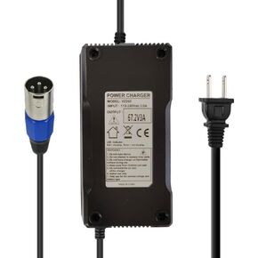 Abakoo 67.2V 3A Battery Charger for 16S 60V Lithium Li-ion Battery Pack with 3 Pin XLR Connector