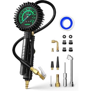 AstroAI 2023 Upgraded Tire Inflator with Pressure Gauge 230PSI - ANSI B40.1 Accurate, Large 2.6" Easy Read Glow Dial, Extra Long Rubber Hose with 360° Air Chuck, Compatible with Cars/Trucks/RV