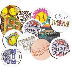 Sports Football Car Freshie Cardstock Cutout Rounds 2" in | 12 pk Mixed, Scented Aroma Bead Bake w/Silicone Mold Design Softball Cheer Mom Baseball Fishing Manly