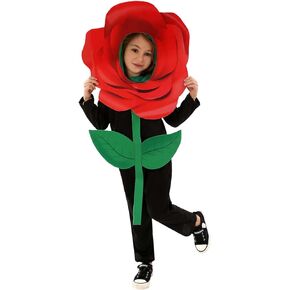 Red Rose Flower Costume Kids Plants Rose Flowers Dress Up Jumpsuit Bodysuit Headpiece Outfits Christmas Suit Boy Girl