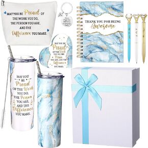 8 Pcs CNA Week Gift Thank You Gift Employee Appreciation Gift May You Proud of The Work You Do Tumbler Hardcover, Notebook, Pen Makeup Bag, Acrylic Keepsake, Keychain for Coworker(Black)