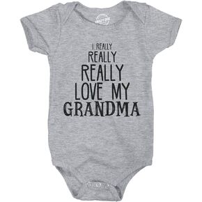 Baby Really Really Love My Grandma Cute Funny Infant Shirt Newborn Outfit Shower