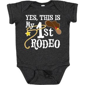 inktastic Yes, This Is My 1st Rodeo- Cowboy Hat with Red Band, Baby Bodysuit