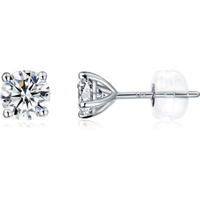 14K Gold Earrings Studs for Women 6mm White Fire Opal Earring Hypoallergenic Jewelry Gifts