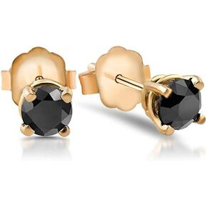 14k White or Yellow Gold 1/2 Ct T.W. Black Round-Cut Diamond Studs Women's Earrings Brilliant Cut