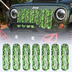 ROADER لإدراج شواء Jeep Wrangler JK، مشبك حماية شبكي أمامي لغطاء الشبكة الأمامية لعام 2007-2018 Jeep Wrangler JK JKU Unlimited Sport Freedom Rubicon Sahara، ملحقات جيب (أخضر مموه) in Kuwait