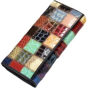 Women Multicolor Wallets Genuine Leather Card Holder Organizer (Colorful, diamond shape, trifold, 30)